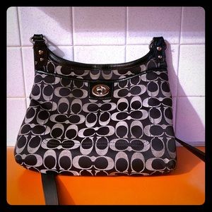 Black Coach Crossbody Bag with Turn Lock